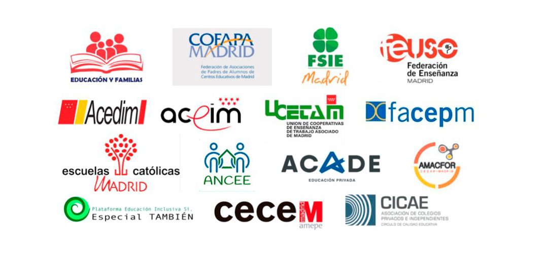 Declaración conjunta de las organizaciones de familias, trabajadores y centros representativas del sector educativo privado en la comunidad de Madrid 